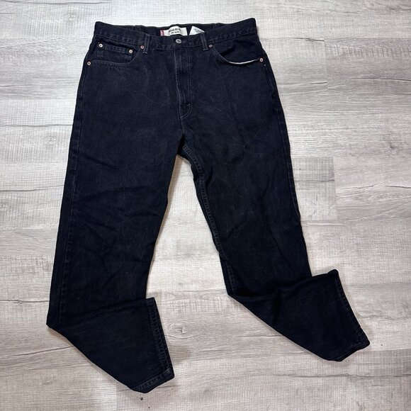 Levis 505 Jeans Mens 38x32 Black Denim Straight Leg Reg Fit Vintage Y2K Cotton - Picture 1 of 9